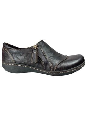 Clarks Ashland Palm Leather Slip On Comfort Shoes Brown Loafers Size 5.5 Office